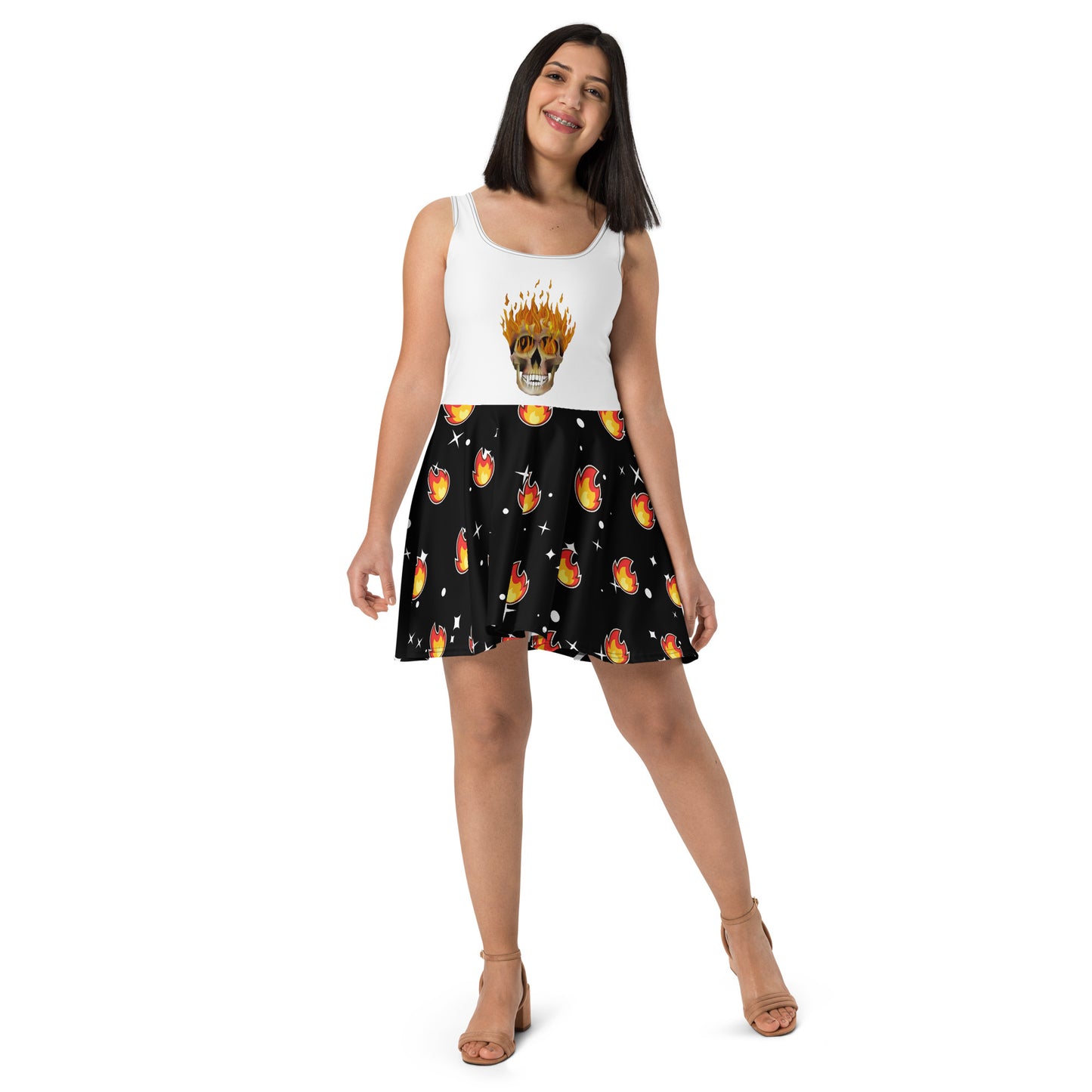 Flaming Skull Skater Dress