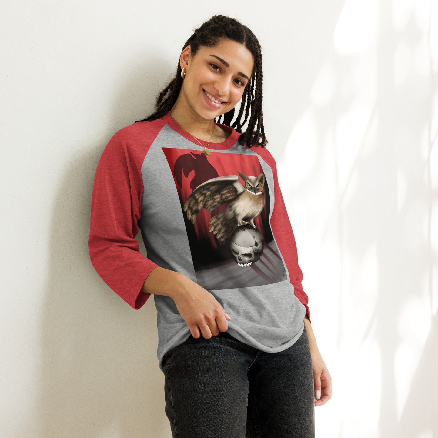 Death by Owl 3/4 sleeve raglan shirt