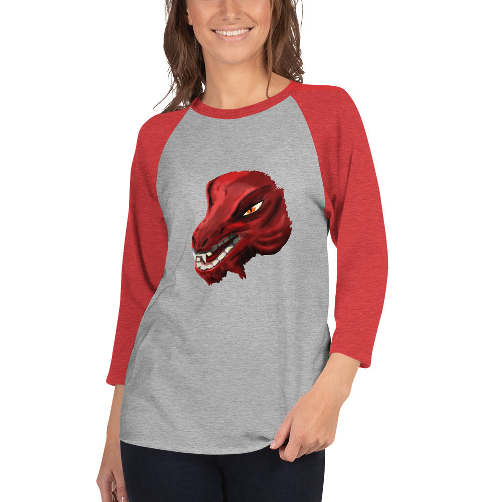 Demon Kobold Head 3/4 sleeve raglan shirt
