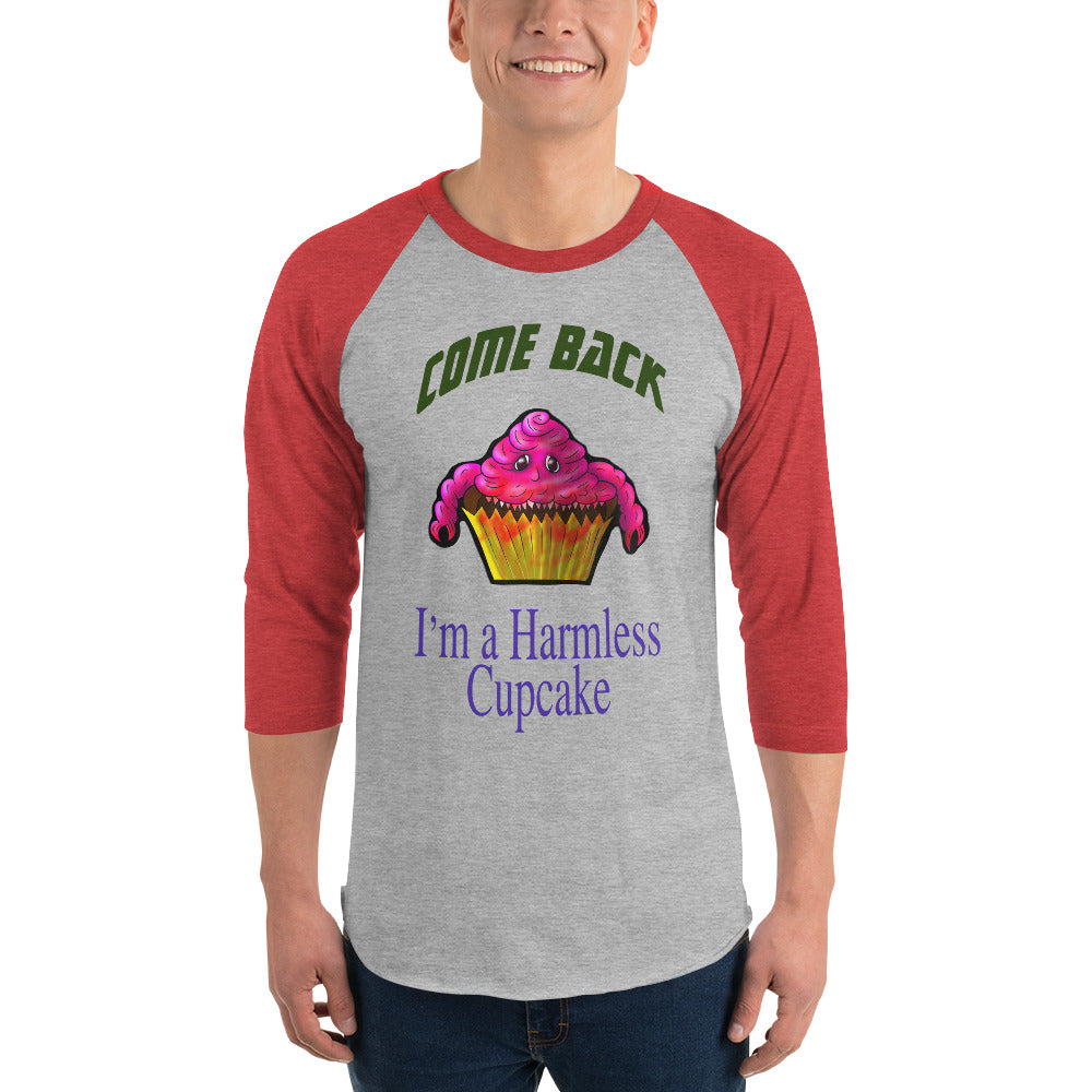 Harmless Cupcake 3/4 sleeve raglan shirt