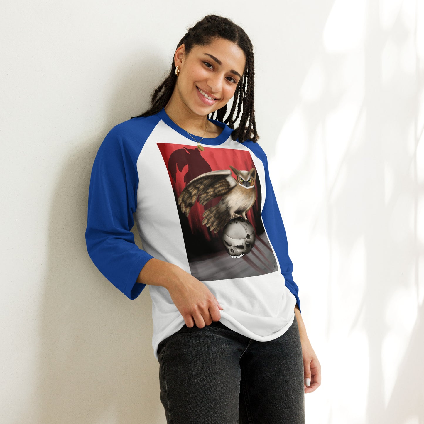 Death by Owl 3/4 sleeve raglan shirt