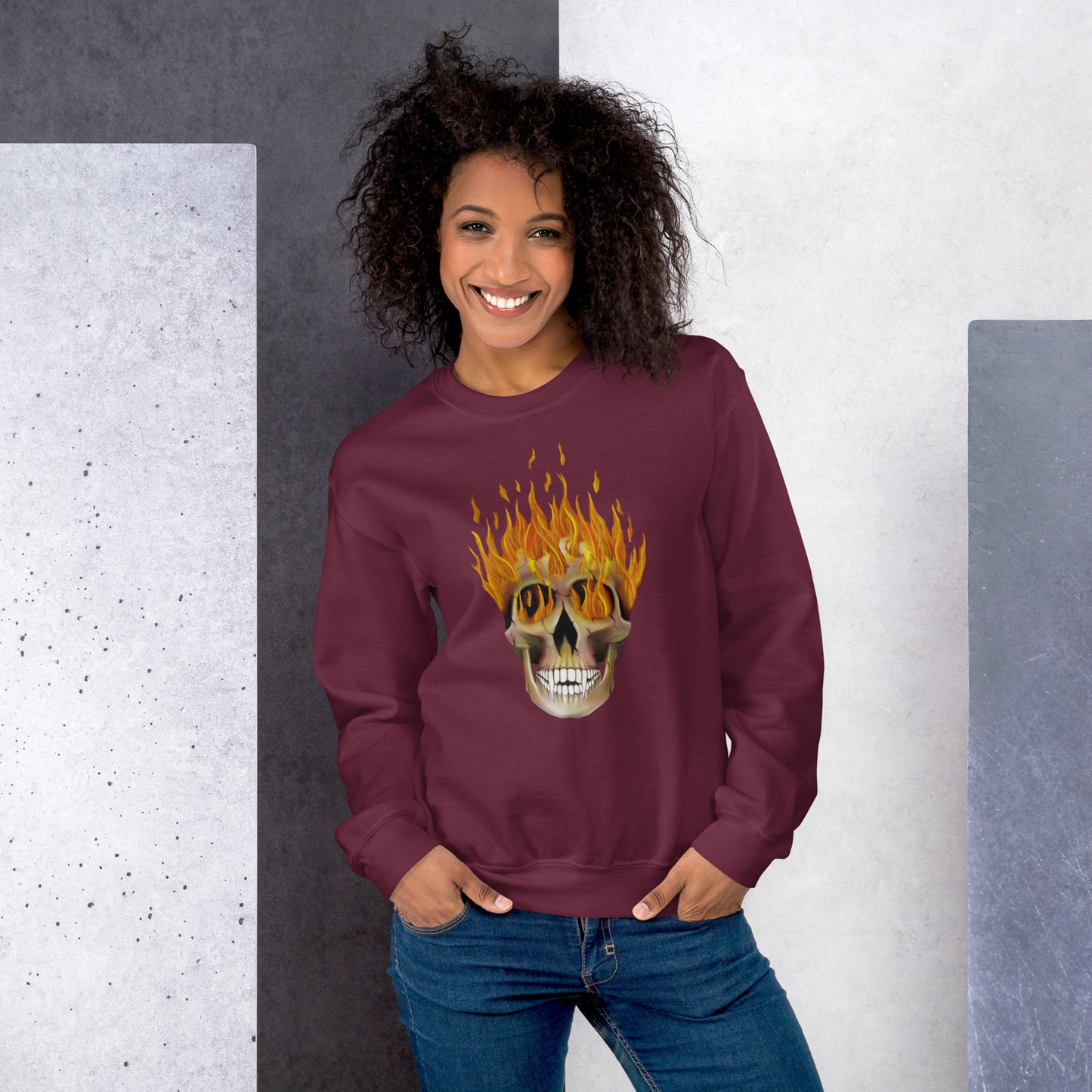 Flaming Skull Unisex Sweatshirt