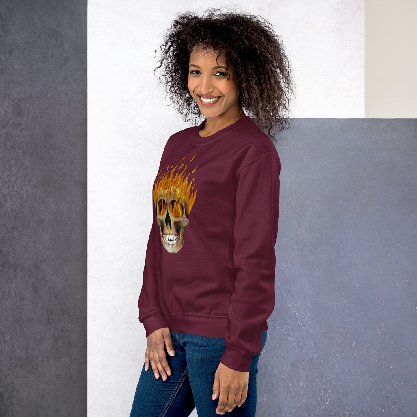 Flaming Skull Unisex Sweatshirt
