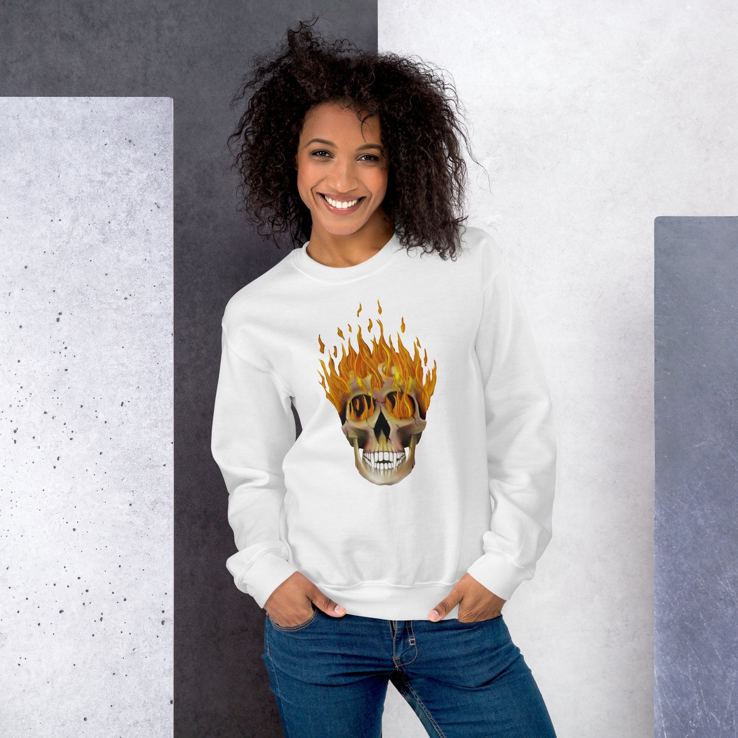 Flaming Skull Unisex Sweatshirt