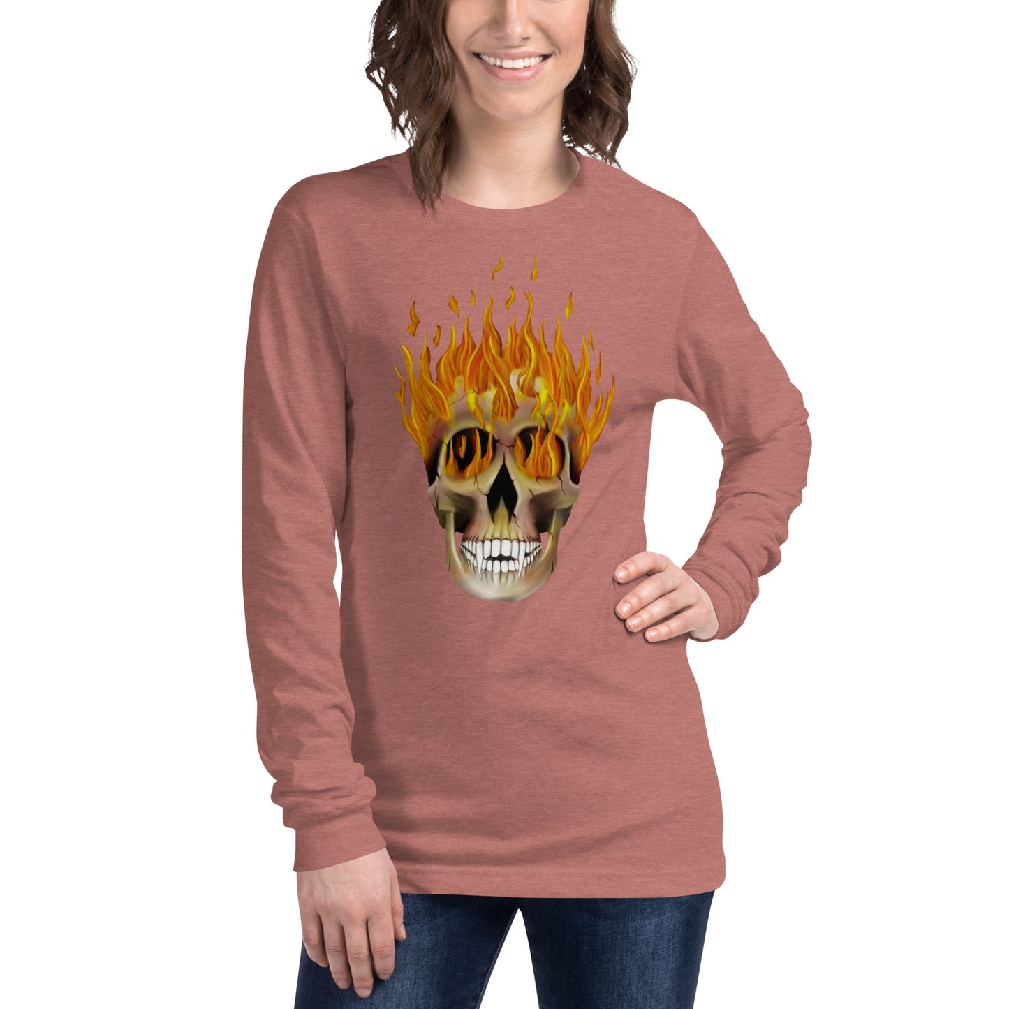 Flaming Skull Unisex Long Sleeve Tee