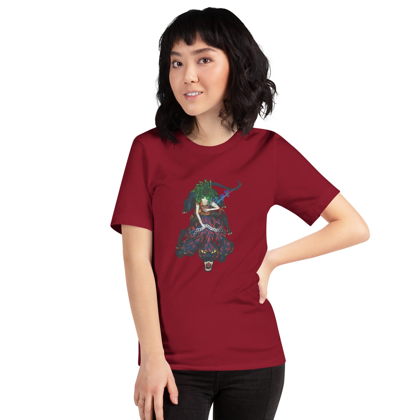 Medusa Bard Riding Cerberus Unisex T-shirt