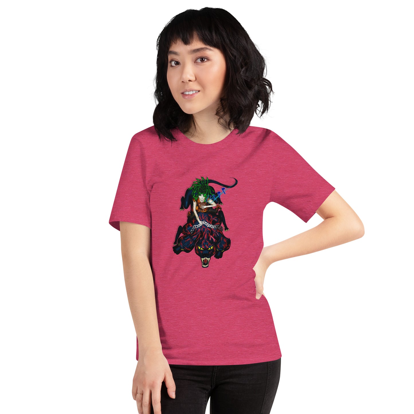 Medusa Bard Riding Cerberus Unisex T-shirt