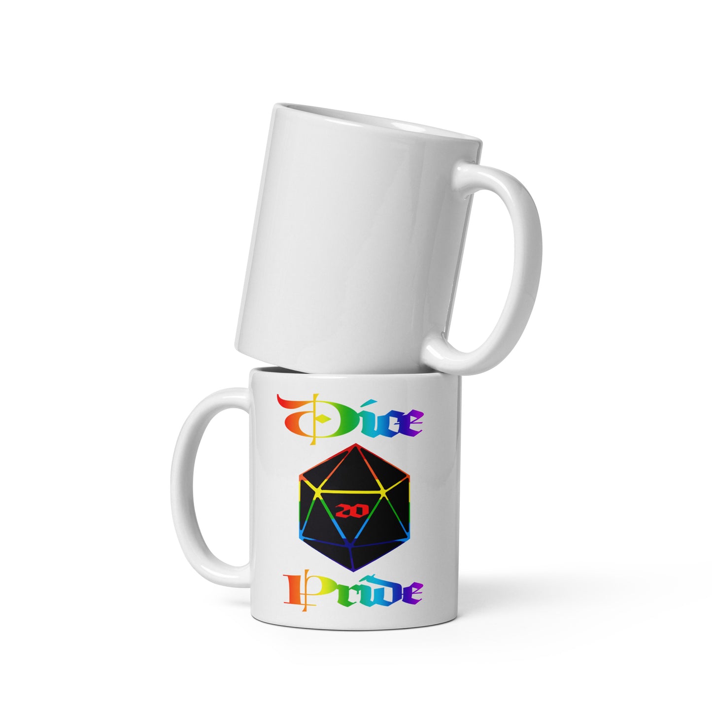 D20 Pride White glossy mug