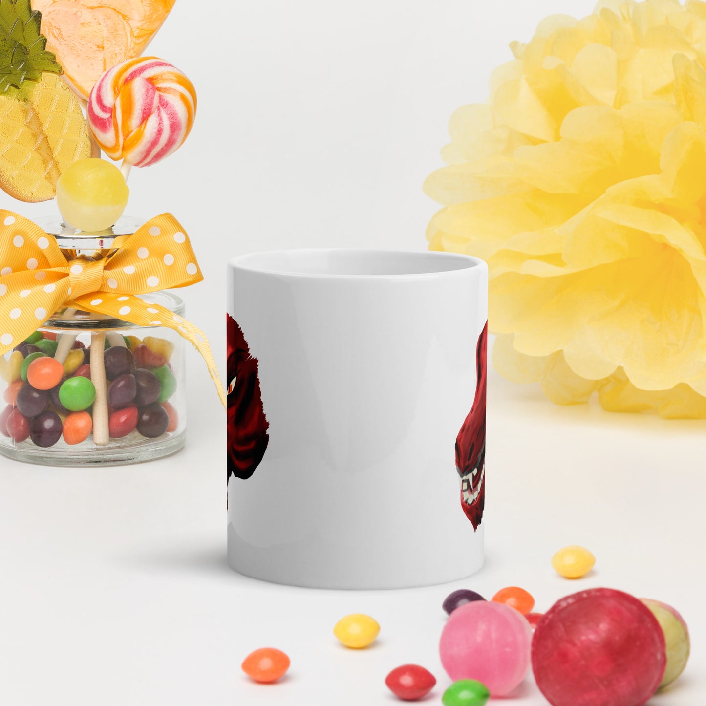 Demon Kobold Head White glossy mug
