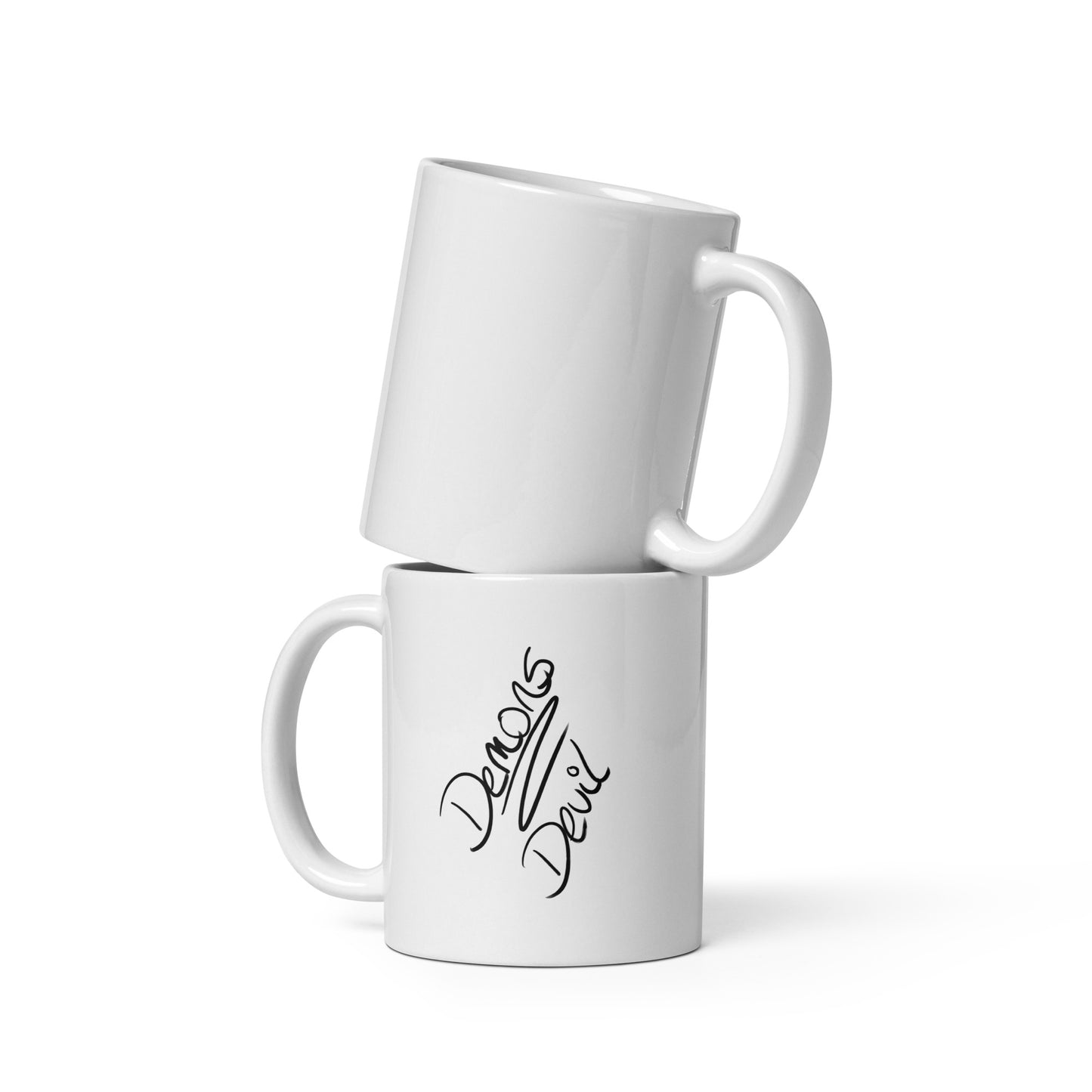 Demons and Devils White glossy mug