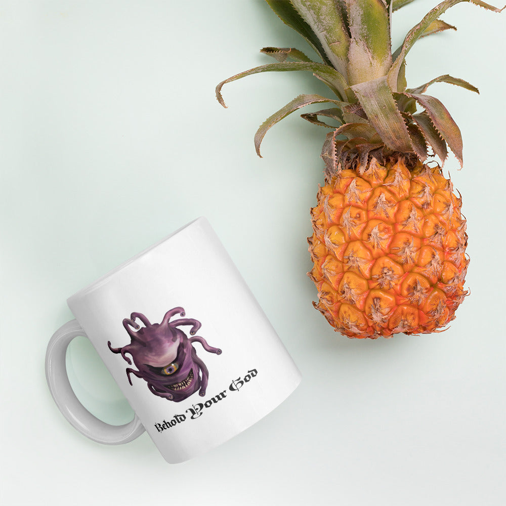 Behold Your God White glossy mug