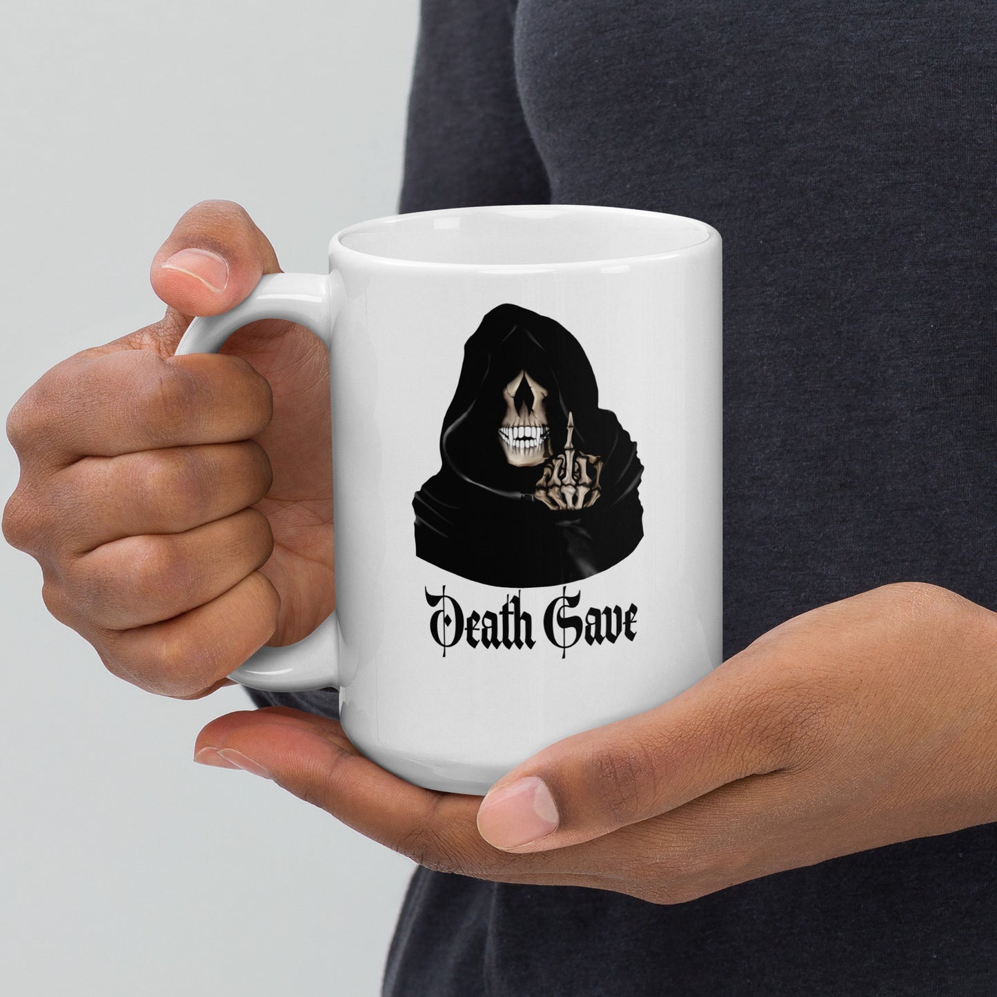 Death Save White glossy mug