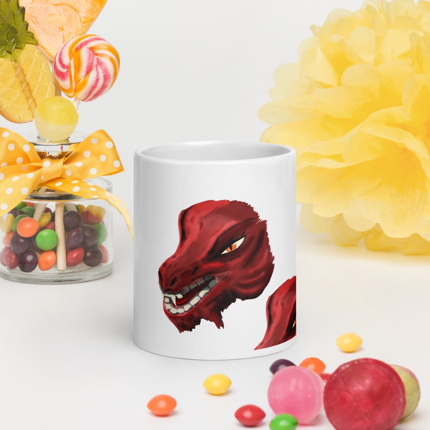 Demon Kobold Head White glossy mug