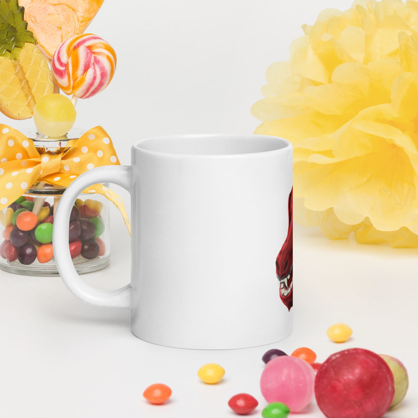 Demon Kobold Head White glossy mug