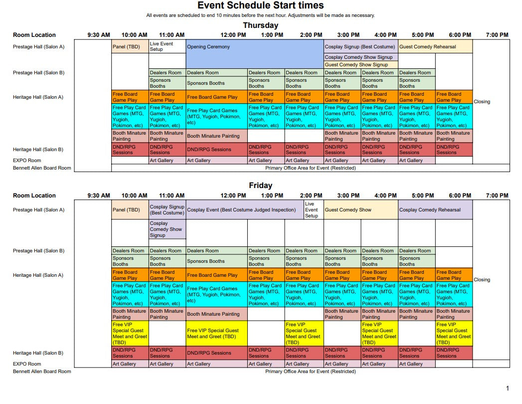 D20 Epic Level Convention Schedule