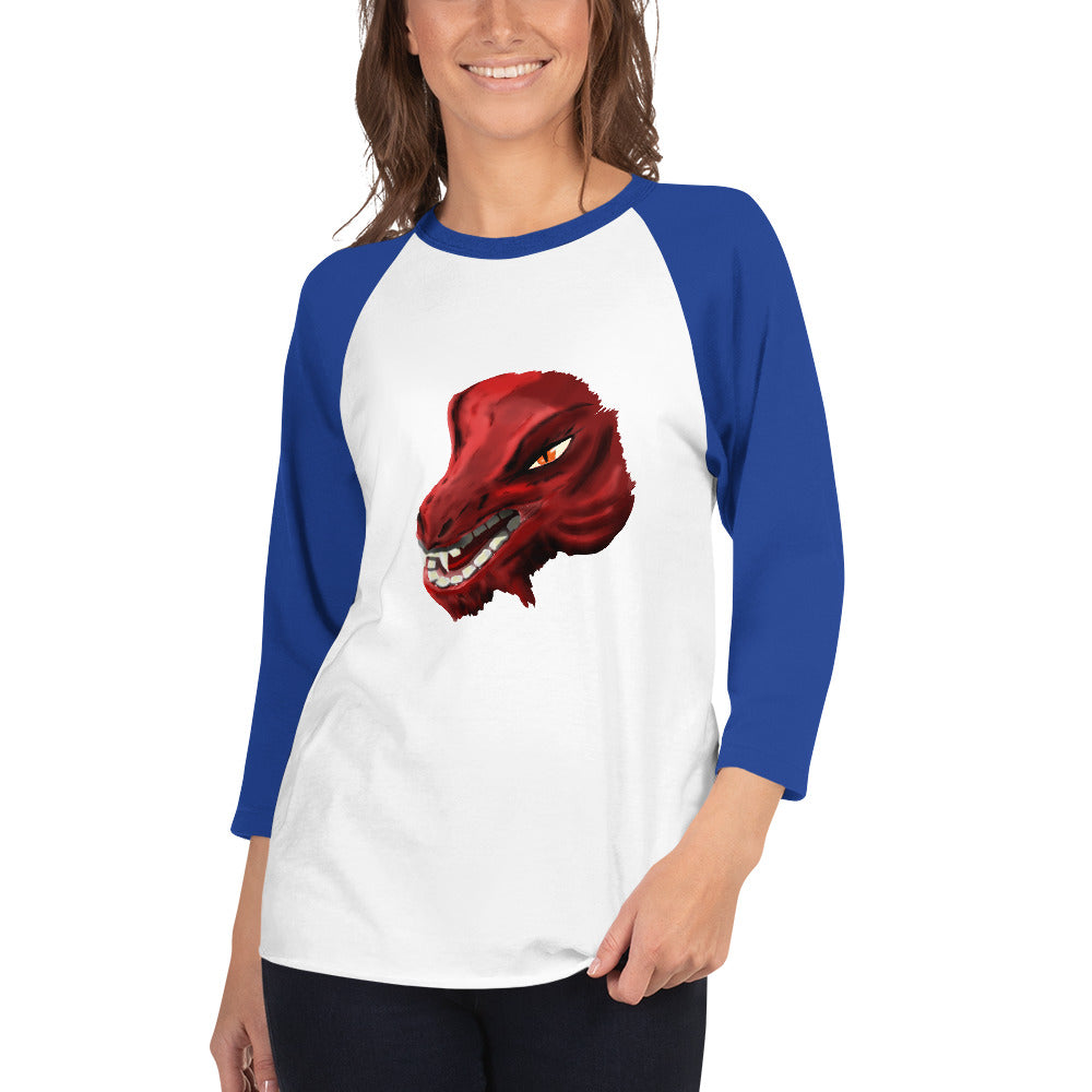 Demon Kobold Head 3/4 sleeve raglan shirt