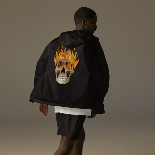 Flaming Skull Unisex lightweight zip up windbreaker