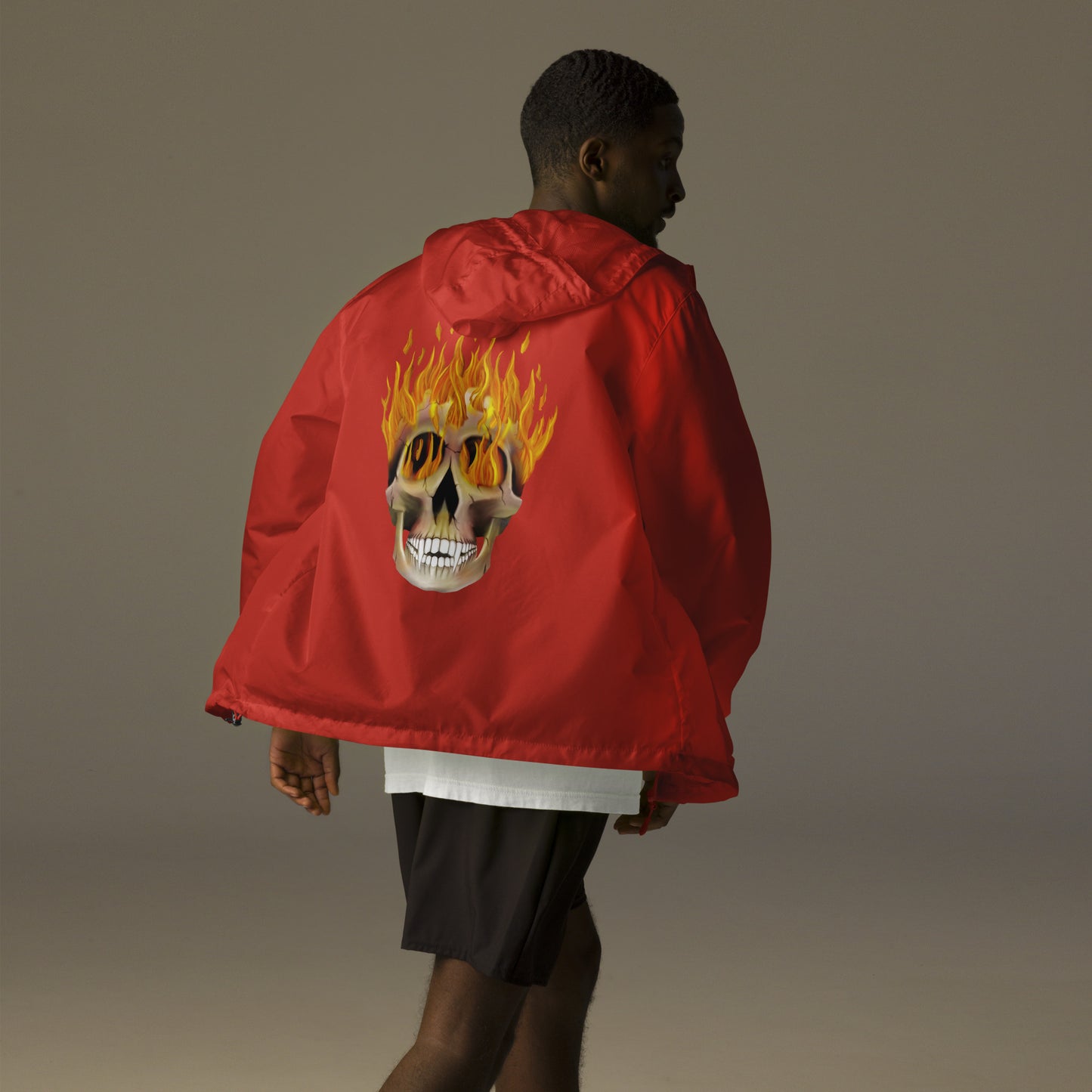 Flaming Skull Unisex lightweight zip up windbreaker