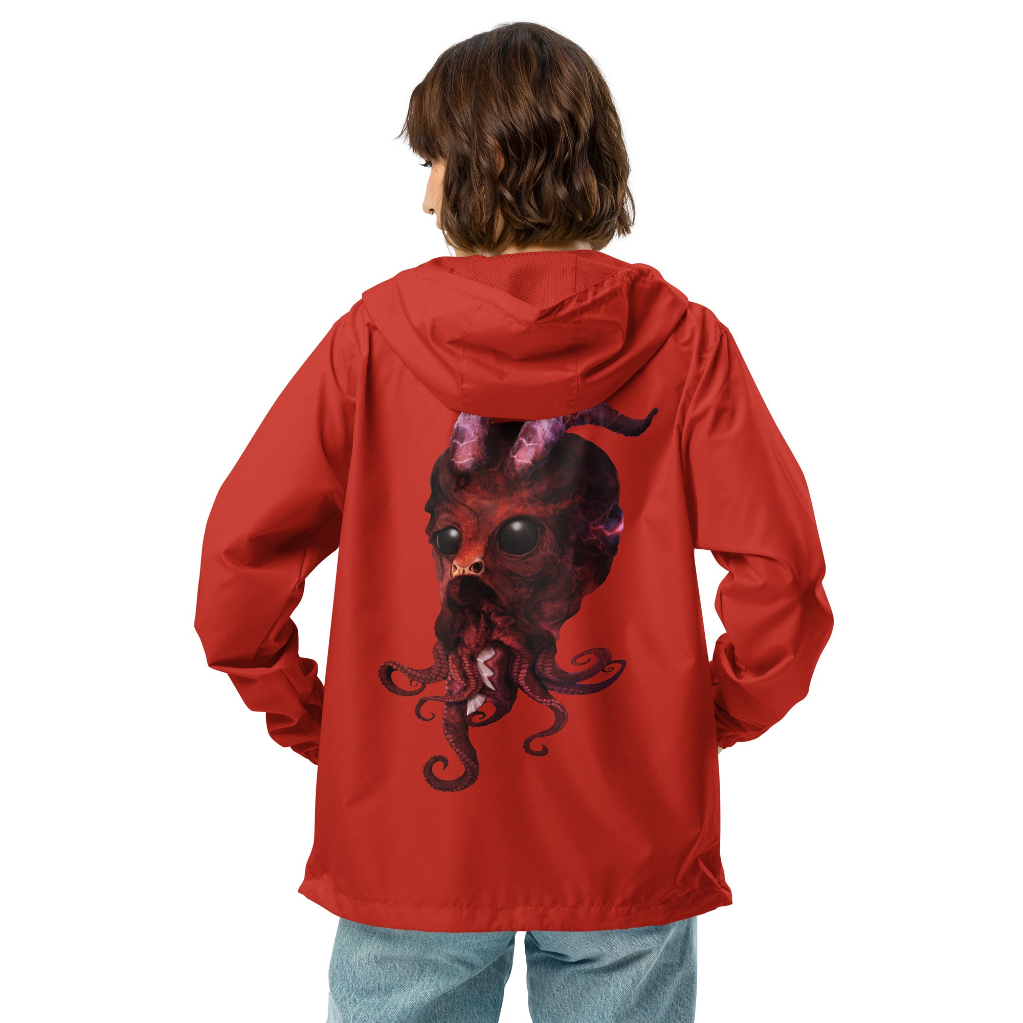 Demonic Demon Squid Head Unisex lightweight zip up windbreaker