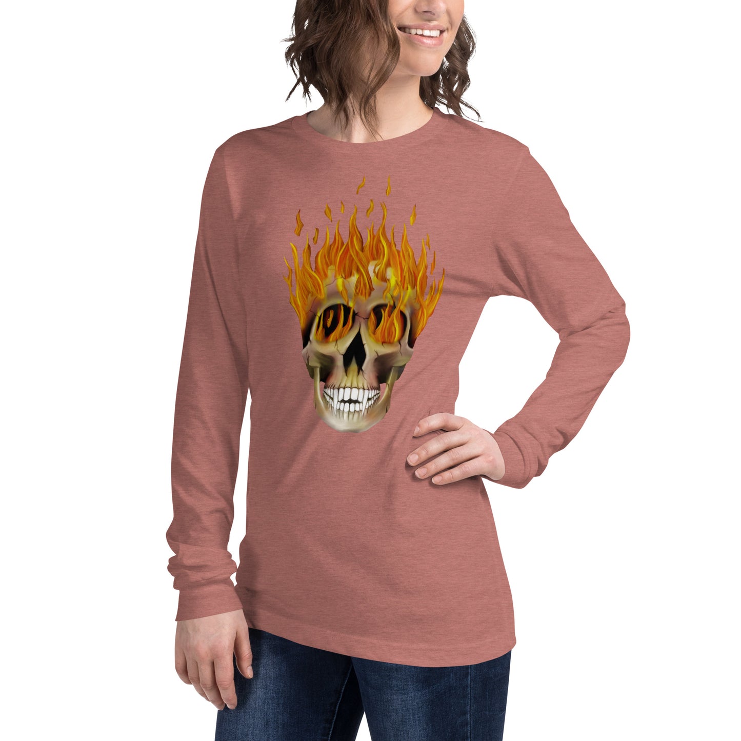 Flaming Skull Unisex Long Sleeve Tee