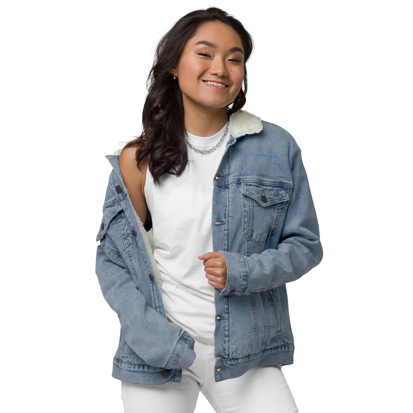 D20 Epic Level Logo Unisex denim sherpa jacket