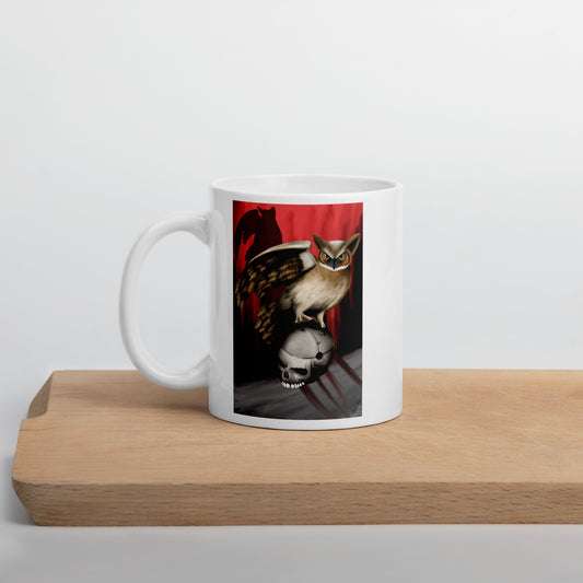 Death Owl White glossy mug