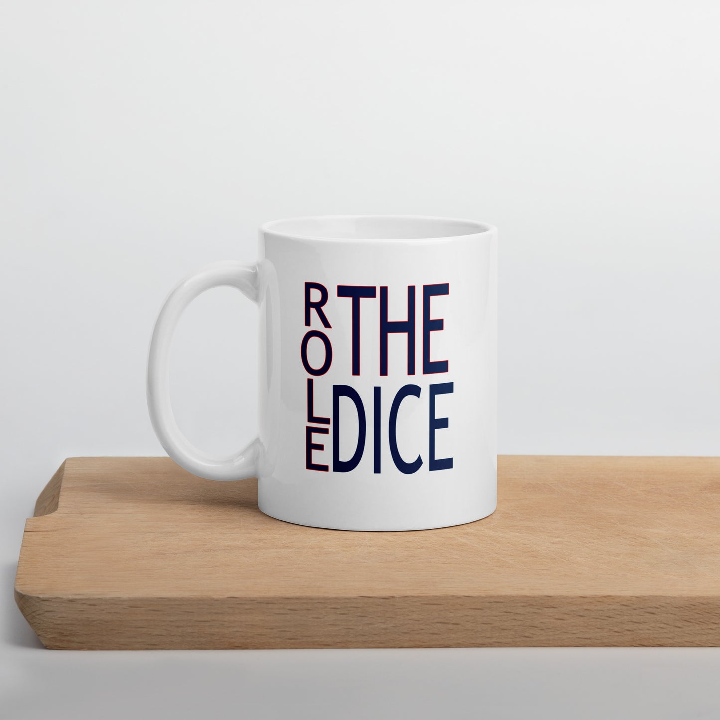 Role the Dice White glossy mug