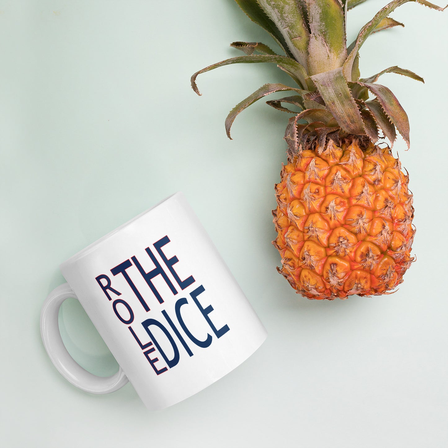 Role the Dice White glossy mug