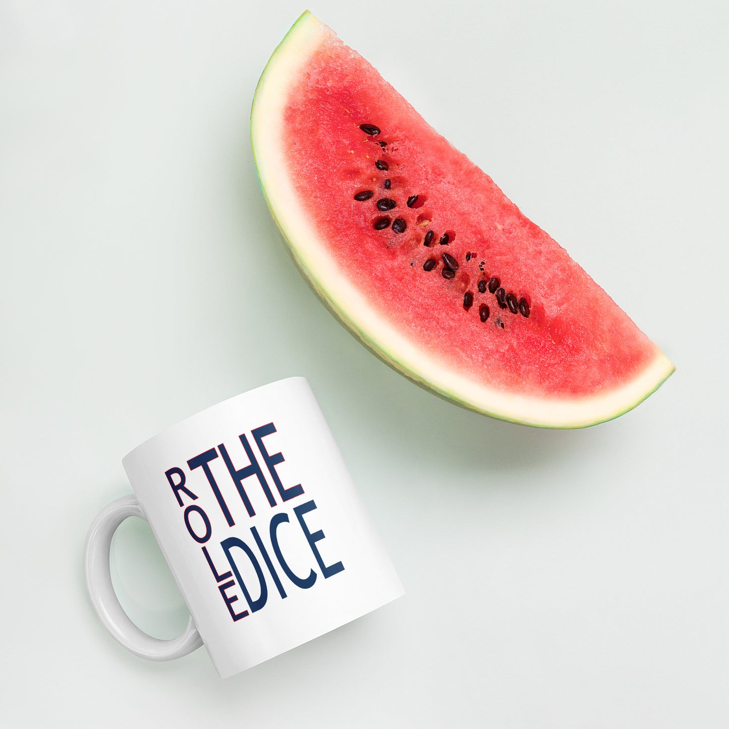 Role the Dice White glossy mug