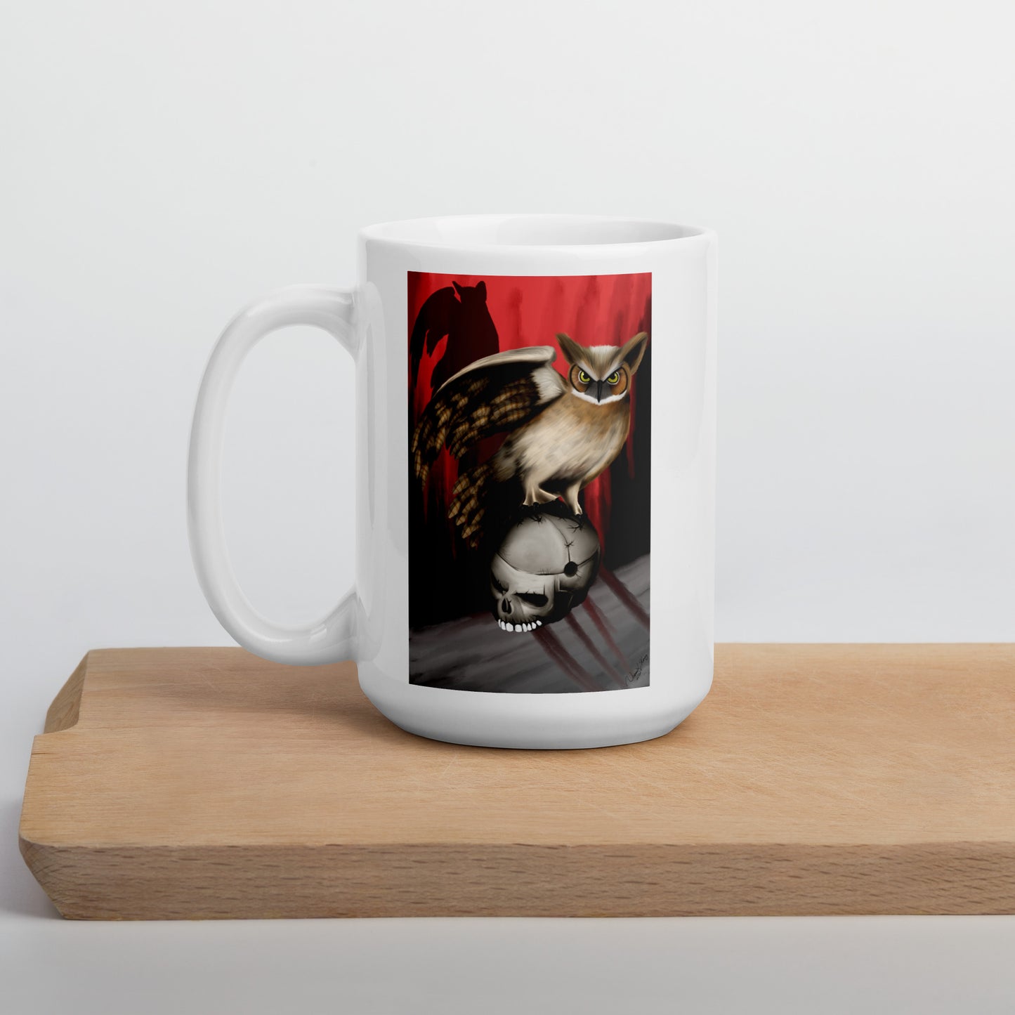 Death Owl White glossy mug
