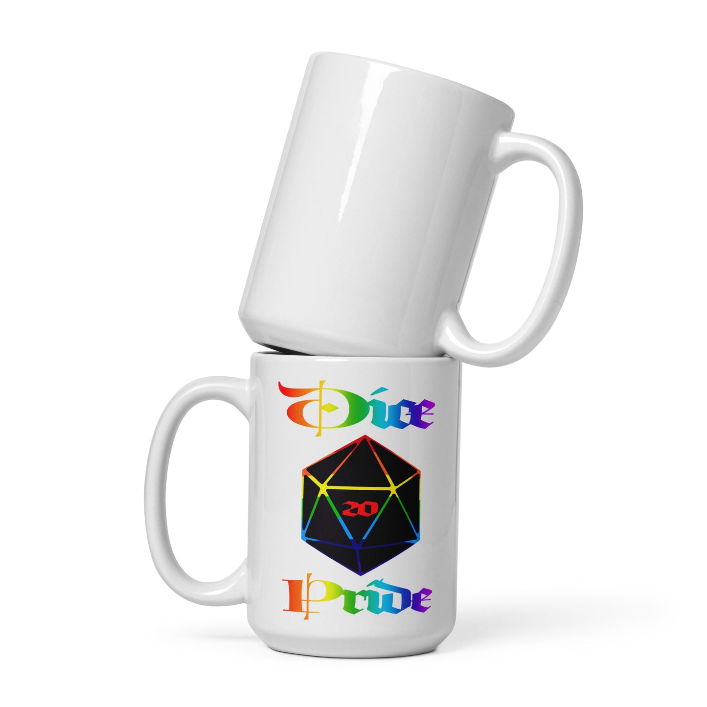 D20 Pride White glossy mug