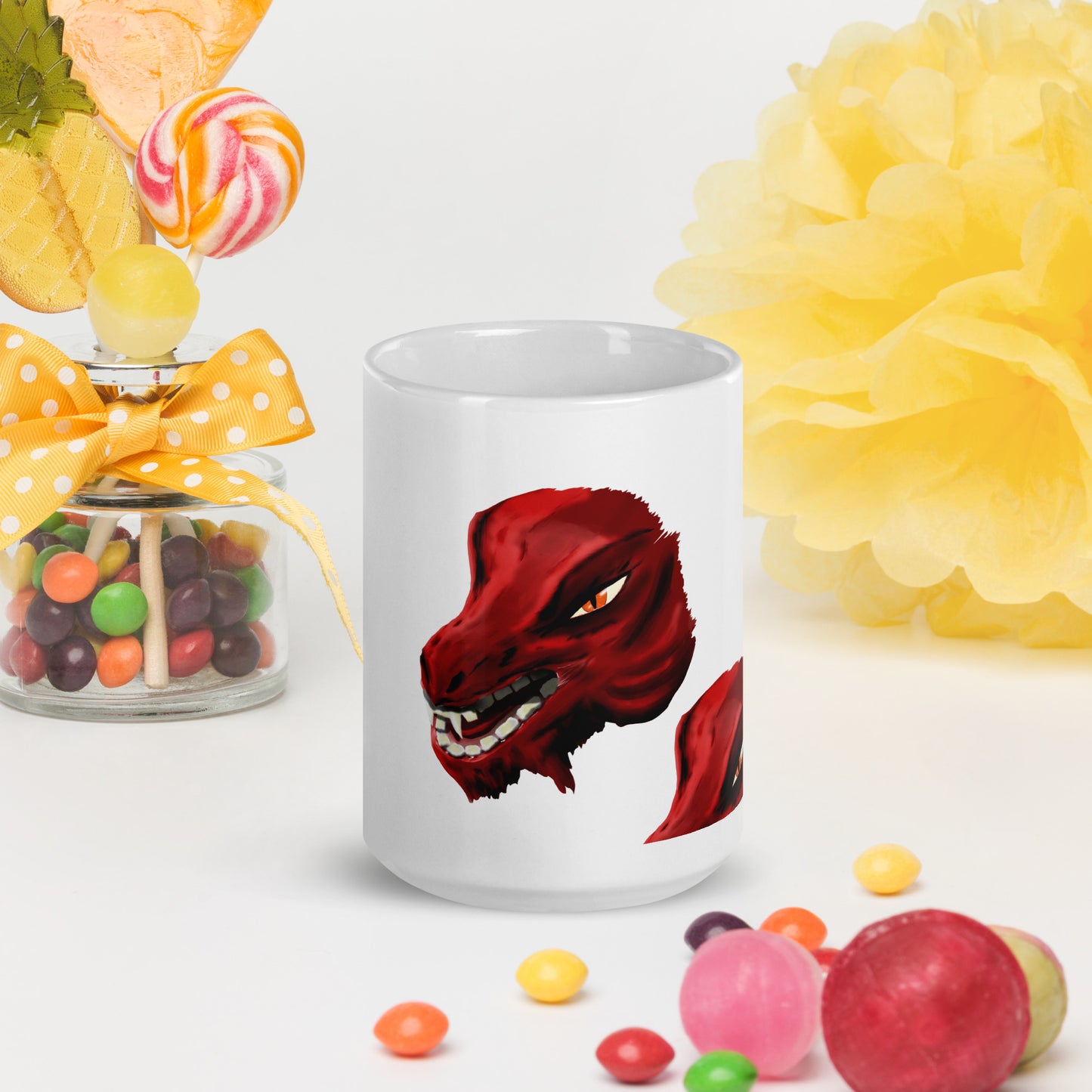 Demon Kobold Head White glossy mug