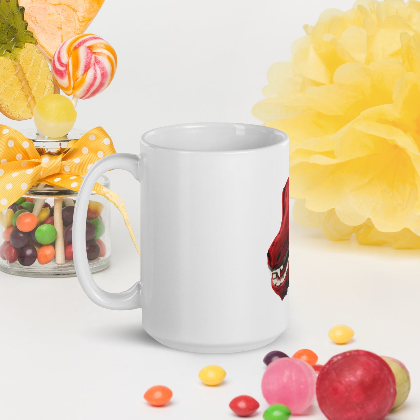 Demon Kobold Head White glossy mug