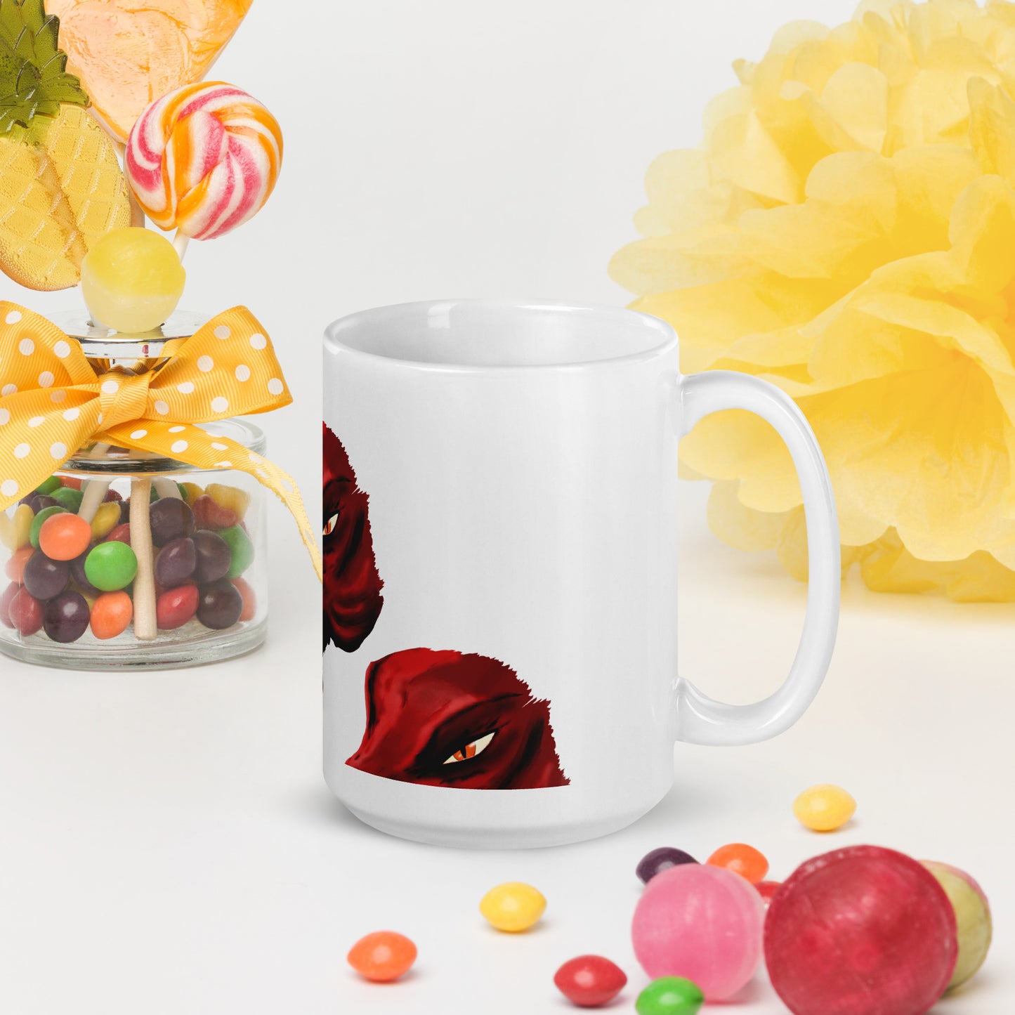 Demon Kobold Head White glossy mug