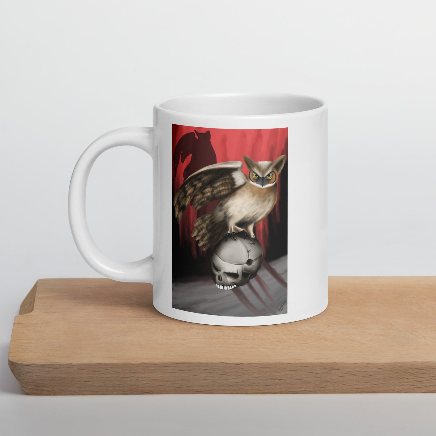 Death Owl White glossy mug