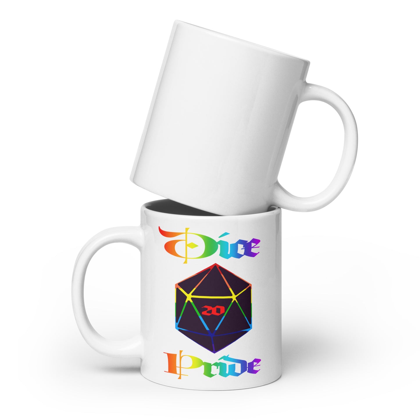 D20 Pride White glossy mug