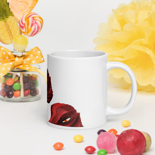 Demon Kobold Head White glossy mug