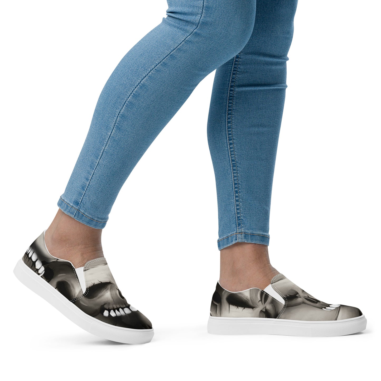 The Fallen (Skull Pattern) Women’s slip-on canvas shoes